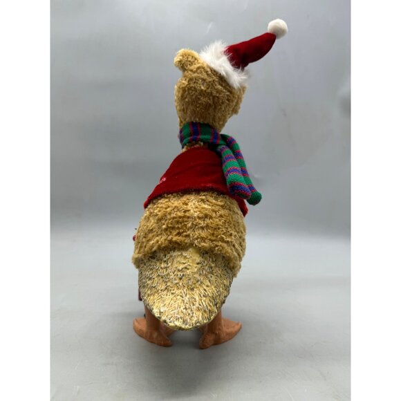 Vtg Duck Christmas Figurine Santa Hat Scarf Red Velvet Jacket Joy Sled 12" READ - Picture 7 of 10